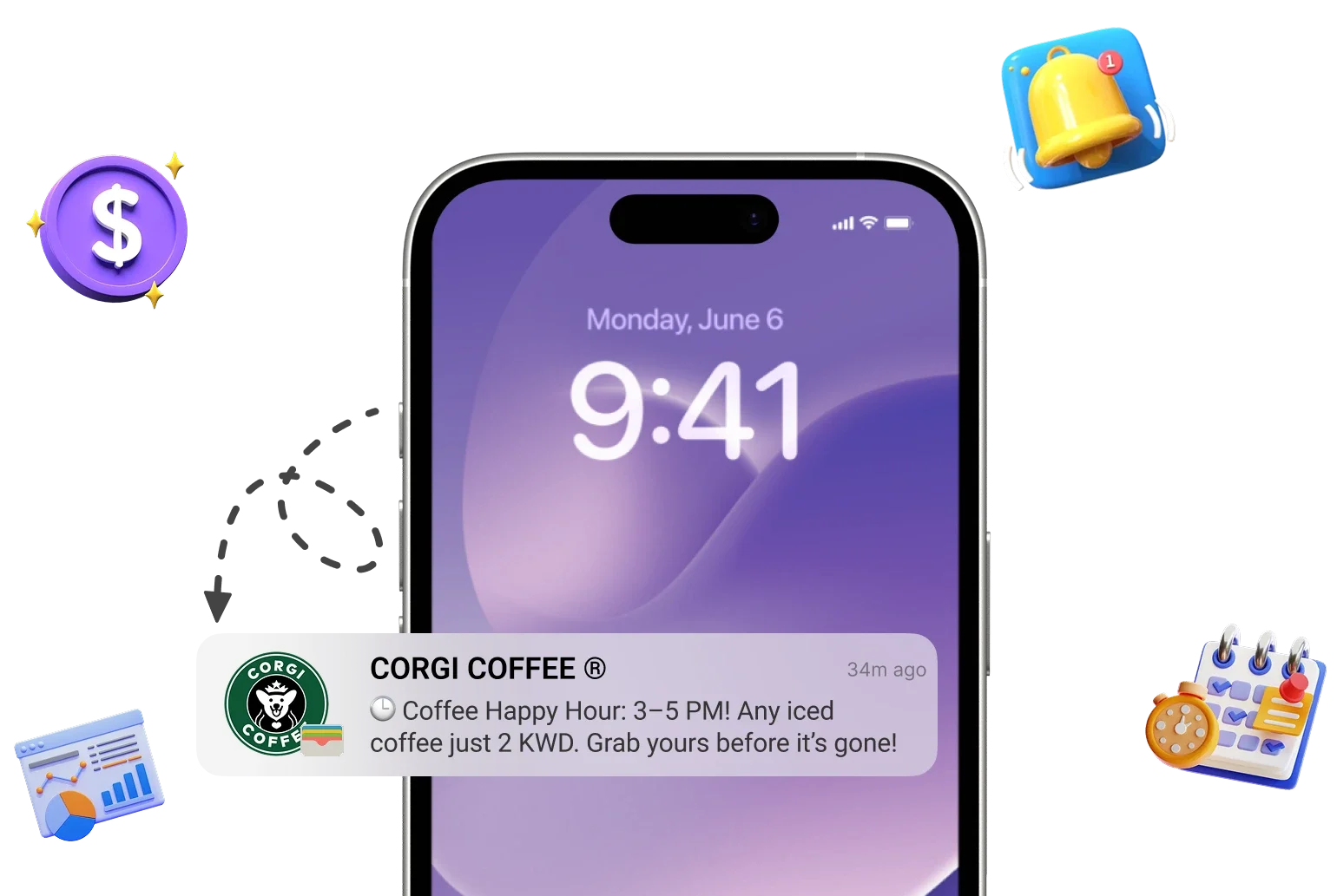 A custom stamp card inside a mobile wallet